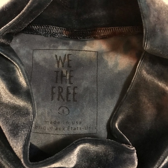 NWOT Free People Velvet Blue Tyedye Cropped Tee - Picture 3 of 4